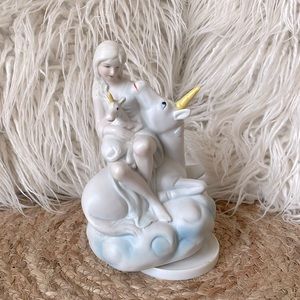 Retro | Vintage 2 Unicorns Maiden Girl | Music Porcelain | Sears